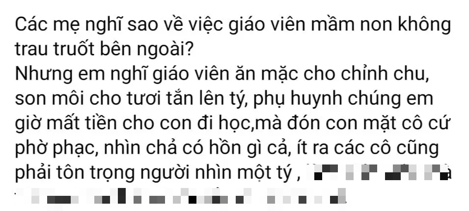 Phụ huynh yêu cầu cô giáo mầm non làm 1 điều &quot;vô lý&quot;, hội cha mẹ tranh cãi dữ dội - Ảnh 1.