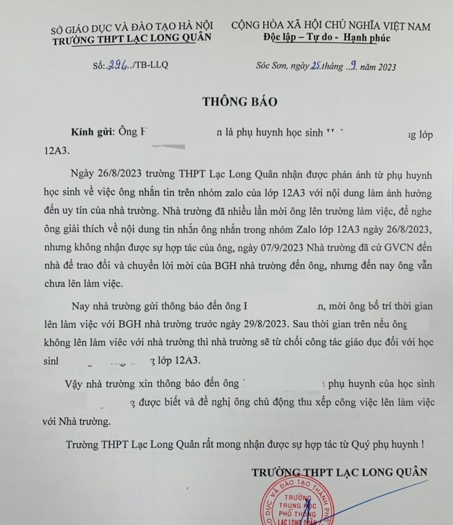 Vụ bố phản ánh về thu chi, con bị từ chối giáo dục: Hiệu trưởng và phụ huynh nói gì? - Ảnh 1.